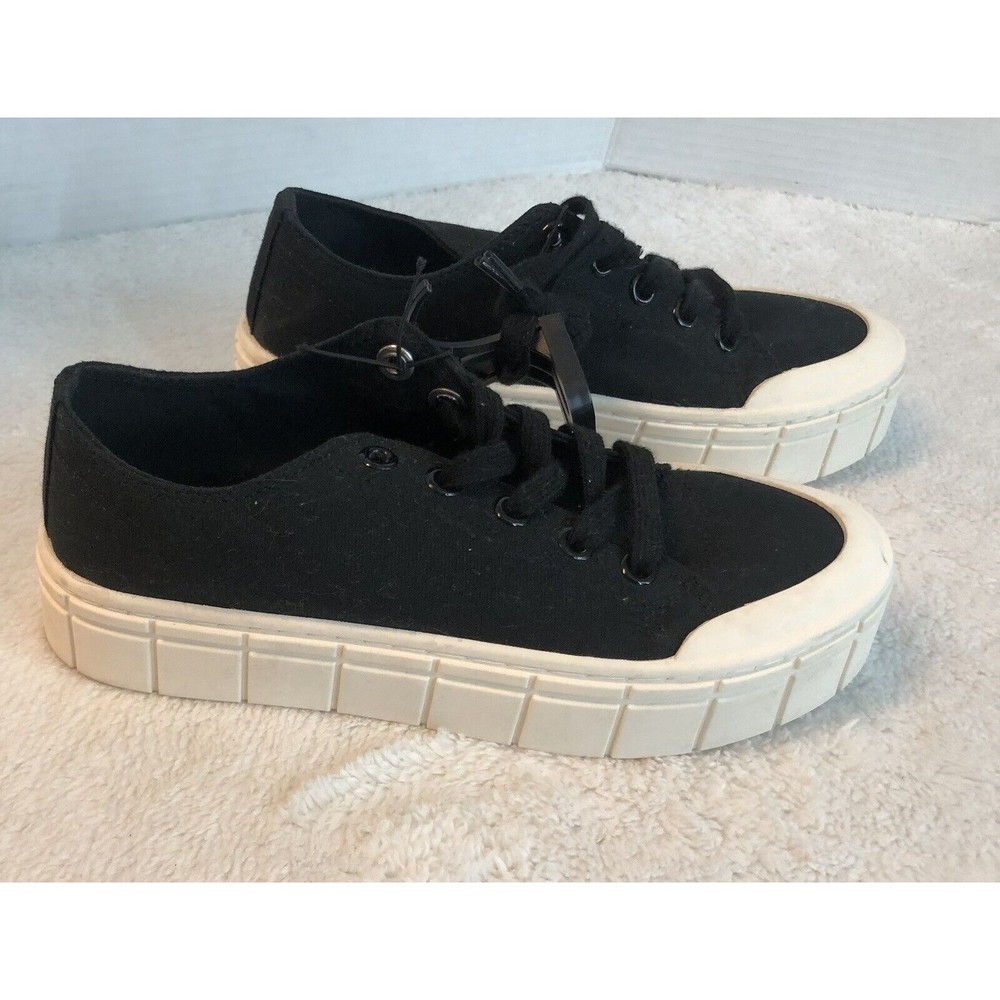 🌻3for$25 No Boundaries Low Chunky Lug Sneakers Wmns Sz 7 Black Fashion Slip-Ons